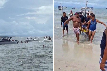  Lancha com 14 pessoas inunda durante passeio em Morro de São Paulo