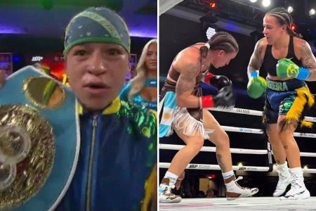  Baiana Bia Ferreira vence argentina e mantém cinturão mundial dos leves no boxe