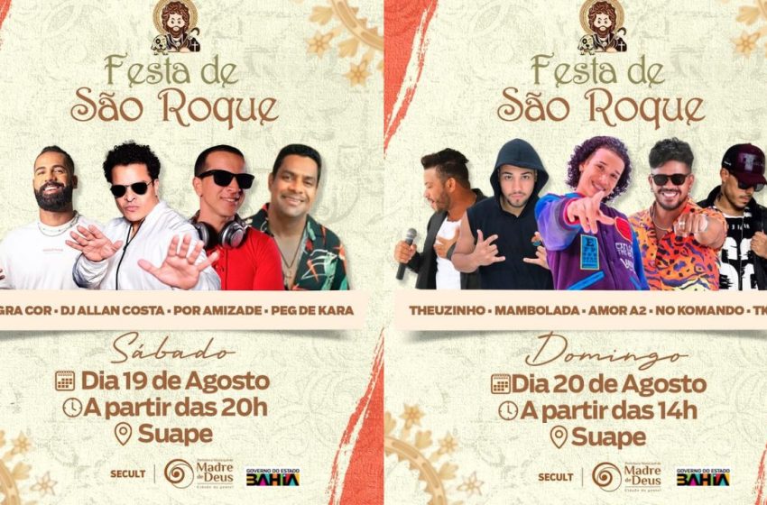  Vem aí a Festa de São Roque 2023 em Madre de Deus com grandes atrações