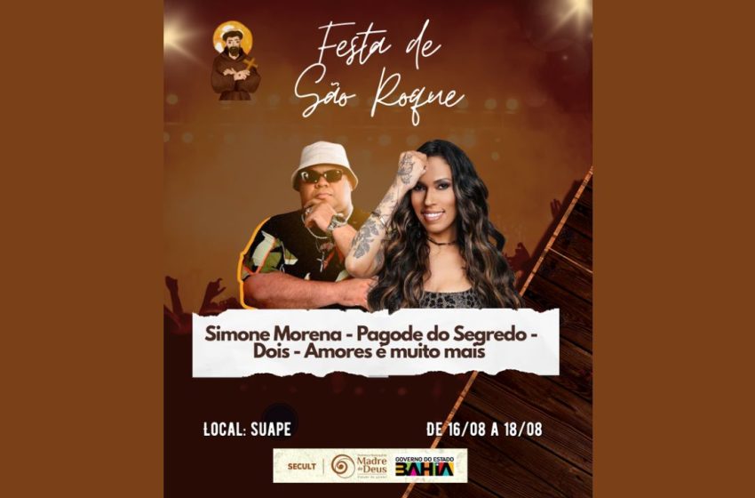  Festa de São Roque 2024 promete três dias de música e tradição em Madre de Deus