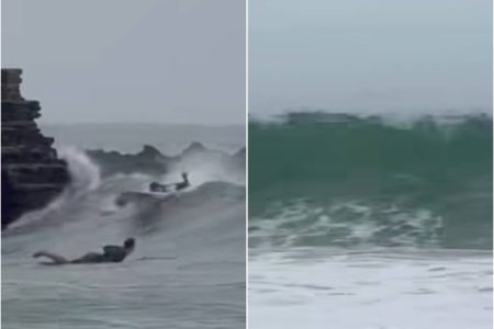 Frente fria provoca formação de ondas no Porto da Barra e surpreende surfistas em Salvador