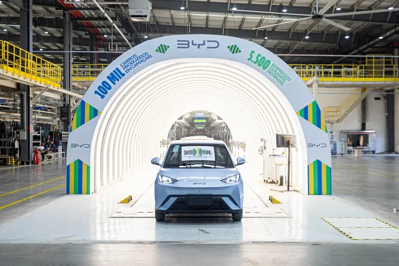  BYD alcança produção de 100 mil veículos produzidos